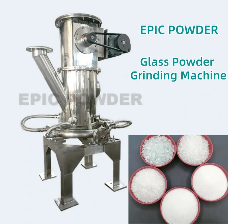 Jet mill for glass powder